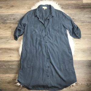 Cloth&stone chambray tunic dress with pockets M